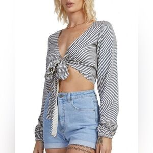 RVCA ECLIPSE LONG SLEEVE TIE FRONT TOP